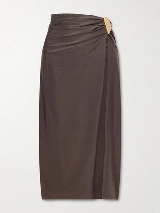 SIMKHAI Copricostume In Jersey Satin Stretch Eiana - Marrone