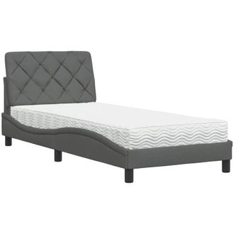 vidaXL Cama Con Colch&oacute;n Tela Gris Oscuro 90x190 Cm Vidaxl