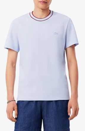 Lacoste Regular Fit Tipped Piqu&eacute; Crewneck T-Shirt in Phoenix Blue at Nordstrom, Size 7