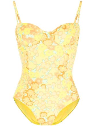 Tory Burch floral print swimsuit - Yellow