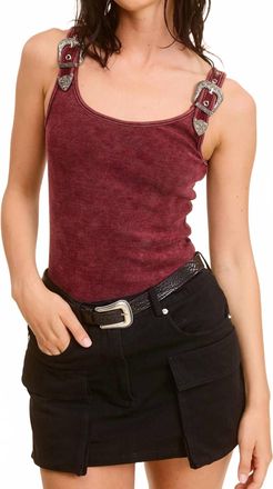 Mimosa Western Belt Trim Tank Top In Merlot