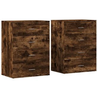 Berkfield Home Sideboards 2 pcs Smoked Oak 60x39x80 cm Engineered Wood in Brown | Size: 60 x 39 x 80 cm