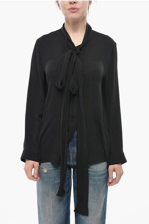 Khaite Silk Chiffon Tie Neck Shirt size 46