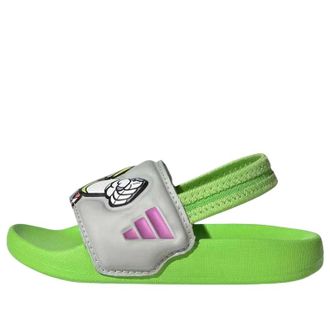 adidas (TD) adidas x Pixar Toy Story Adilette Estrap Slides Semi Solar Green Purple Burst Grey Two JQ4369