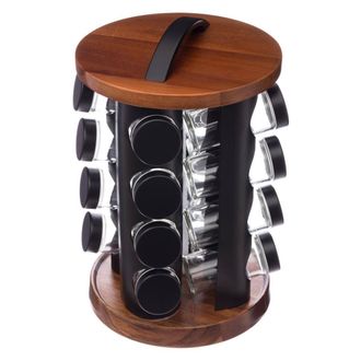 5five Simply Smart 5five Simply Smart - Soporte Giratorio De Acacia Para 16 Tarros De Especias - 5five