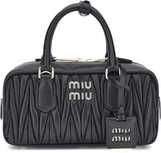 Miu Miu Arcadie Matelass&eacute; Nappa Leren Tas - Dames - Tassen - Zwart - Maat: ONE Size Katoen