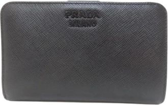 Prada Pre-owned Saffiano Portemonnee (bi-fold) - Dames - Vintage Accessoires - Zwart - ONE Size - Leer - Vintage
