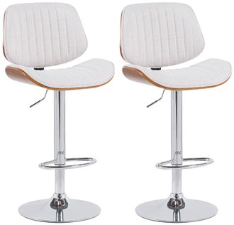 Clp Clp - Lote De 2 Taburetes De Bar Clawson De Tela Nogal/crema Cromado