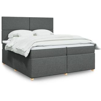 vidaXL Vidaxl - Cama Box Spring Con Colch&oacute;n Tela Gris Oscuro 200x200 Cm