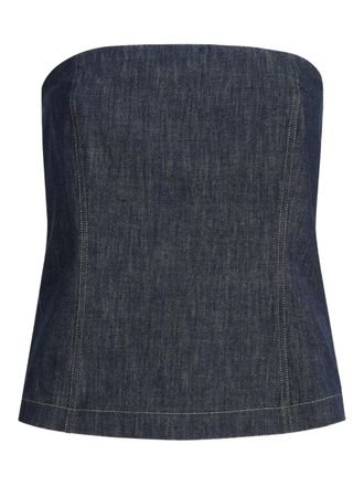 Brunello Cucinelli Top a fascia effetto denim - Blu