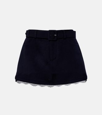 Self Portrait Belted lace-trimmed shorts