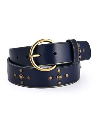 OLD TREND Gia Genuine Leather Studded Vintage Inspired Belt in Navy at Nordstrom, Size Medium