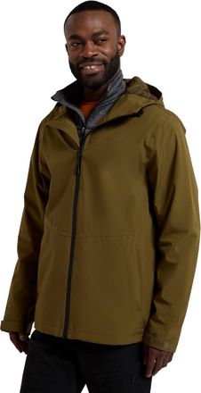 Mountain Warehouse Covert Mens Waterproof Jacket - Lightweight Rain Jacket, Breathbale Coat, Taped Seams, Adjustable Hood - Best for Travelling, Trekking, Hiking Dark Kh