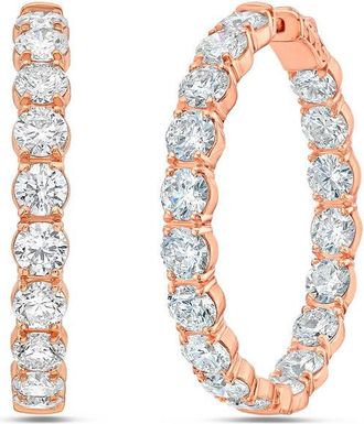 Diana M. Jewels 18kt rose gold lab grown round diamond hoop earrings weighing 14.10 cts tw (round shape)
