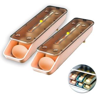 OEM Juego De 2 Hueveras Apilables Para La Cocina, Dispensador Autom&aacute;tico Con Tapa Antipolvo - Crezuo