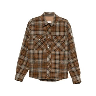 Moncler Heren, Overhemden, Bruin, Maat: L Wol