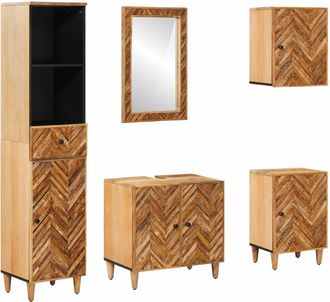 vidaXL Juego De Muebles De Ba&ntilde;o 5 Uds. Madera De Mango Maciza Vidaxl