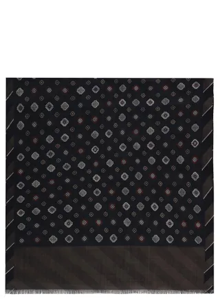 Altea Navy Blue Wool Geometric Scarf