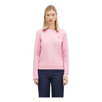 Maison Kitsun&eacute; Fox Head Patch Regular Sweatshirt - Dames - Sweatshirts - Roze - L - Katoen - Hoodies & sweatvesten