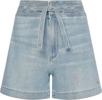 Tommy Hilfiger High-waisted denim shorts met riem - Dames - Denim shorts - Blauw - W25 - Denim - Korte Broeken