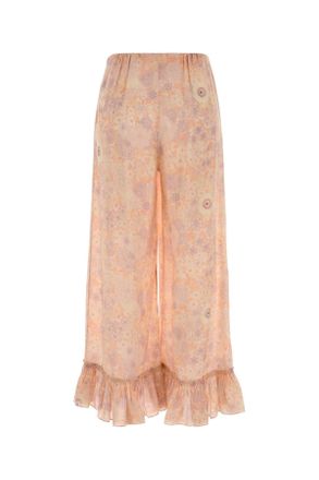 Chlo&eacute; Printed Silk Crepe Trousers - Pink