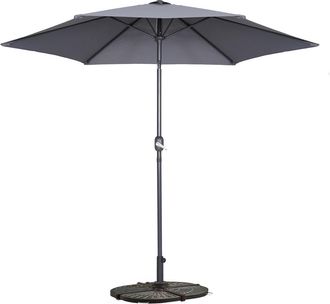 Oviala Parasol derecho inclinable de 3m y 4 losas de aluminio gris ponderadas