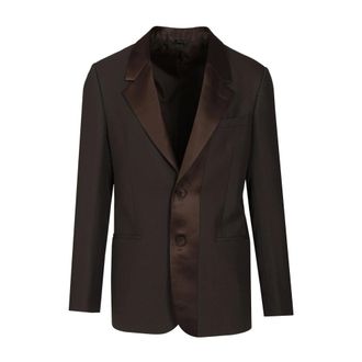 Fendi Single-breasted Wool Cr&ecirc;pe Blazer - male - Fendi - Blazers - Brown - L - Jackets