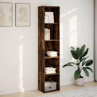 Berkfield Home Decorative Bookcase Smoked Oak 40x30x189 cm Engineered Wood in Brown | Size: 40 x 30 x 189 cm