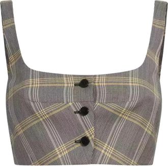 Marni Grijze geruite vierkante hals top - Dames - Tops zonder mouwen - Grijs - 3XS - Wol - Tops
