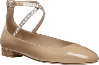 Stuart Weitzman Eden Crystal Strap Patent Flat