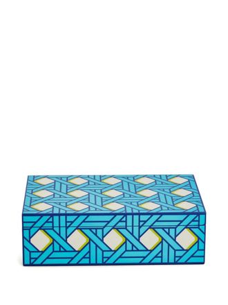 Jonathan Adler Basketweave medium decorative box (25cm x 15cm) - unisex - Lacquer/Velvet - One Size - Blue