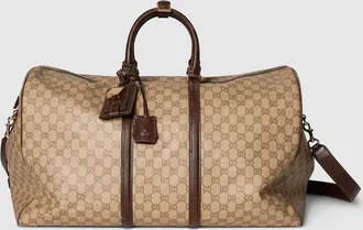 Gucci Essence Classic Large Duffle Bag, Beige, GG Canvas