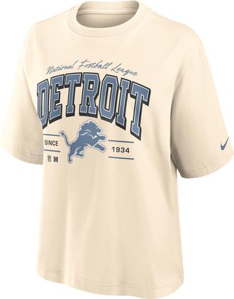 Nike Detroit Lions Vintage Mod Boxy Nike Womens NFL T-Shirt in White | 01CM15A9J-U9E