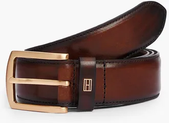 Tommy Hilfiger Mens Square Buckle Burnished Leather Belt - Brown Heather - 40