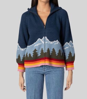 The Great. Vista Full-Zip Sweater In Evergreen