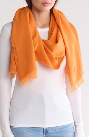 Portolano Merino Wool Blend Eyelash Fringe Wrap Scarf in Tangerine at Nordstrom Rack