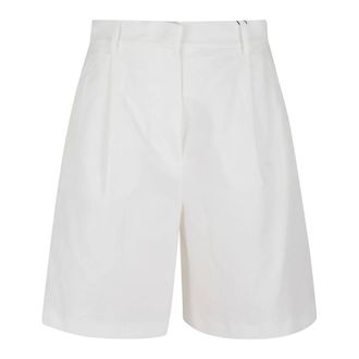Max Mara Casual Shorts, female, White, Size: 2XS White Bermuda Trousers with Double Pleats