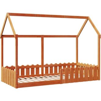 vidaXL Kids House Bed Frame without Mattress Wax Brown 90x200 cm Vidaxl