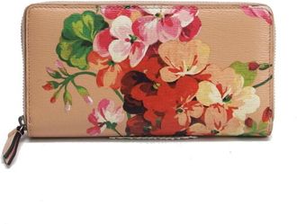 Gucci Multi-Color Pink Beige Red Color Leather Long Wallet (Bi-Fold) (Pre-Owned)