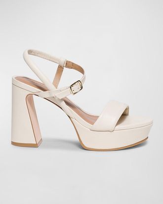 Bernardo Leather Ankle-Strap Platform Sandals