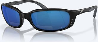 Costa Mens Brine Reader Rectangular Polarized Sunglasses In Matte Black/blue Mirror
