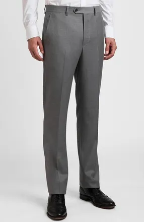 Santorelli Roma2 Super 130s Bi-Stretch Wool Trousers in Grey at Nordstrom, Size 42
