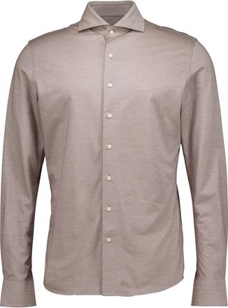 Profuomo X-Cutaway SF Shirt - Heren - Casual Overhemden - Bruin - M - Katoen - Overhemden