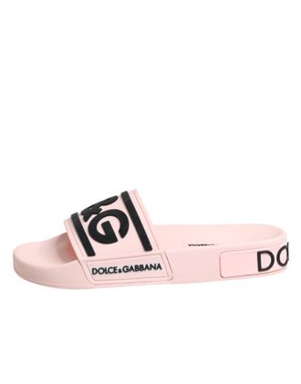 Dolce & Gabbana Logo Rubber Slides - Pink