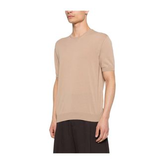 Malo Round-neck Knitwear, male, Beige, Size: 3XL Round-neck T-shirt