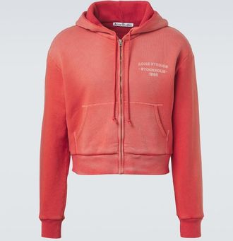 Acne Studios Logo cotton jersey zip-up hoodie