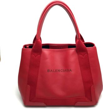 Balenciaga Red Color Leather Shoulder Bag Tote Bag (Pre-Owned)