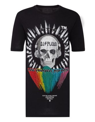 Philipp Plein T-shirt Black Cut Round Neck DJ Plein