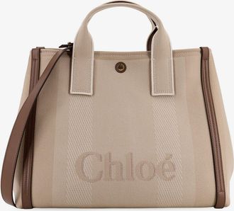 Chlo&eacute; Borsa a tracolla Chlo&eacute; Carry in tessuto jacquard a righe con logo frontale oversize - CHLOE - gender_Woman