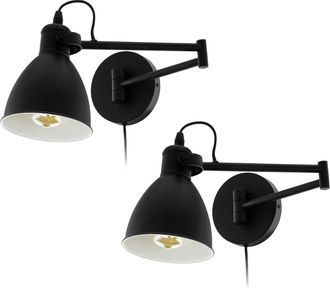 Loops 2 PACK Wall Flush Ceiling Light Colour Black Shade White Inner Moveable E27 10W